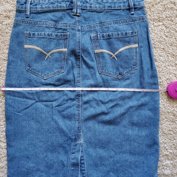 ChiQle Denim Skirt Destroyed Ripped Lace Patch - Picture 11 of 11